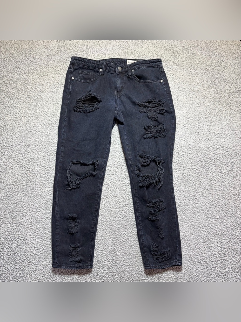 Pistols Black High Rise Distressed Ripped Jeans Women's Size 30X26